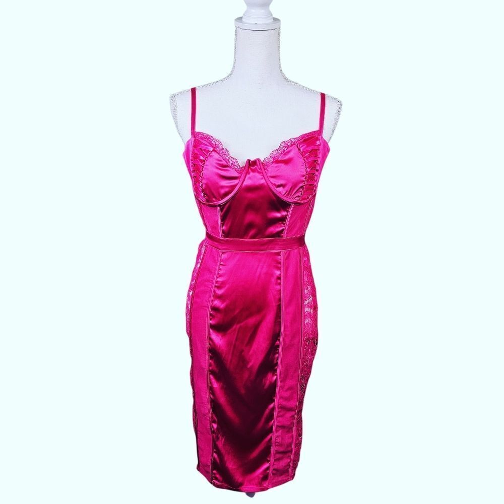 Fashion Nova Melinna Satin Dress – Pink Medium - Picture 2 of 15